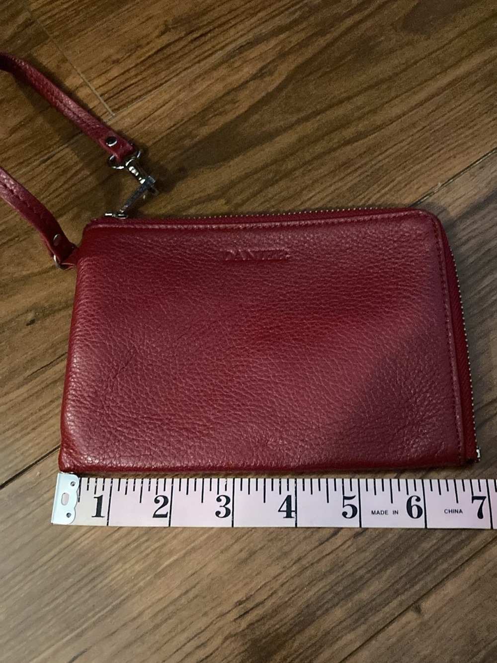 Danier Red Leather Wristlet Clutch